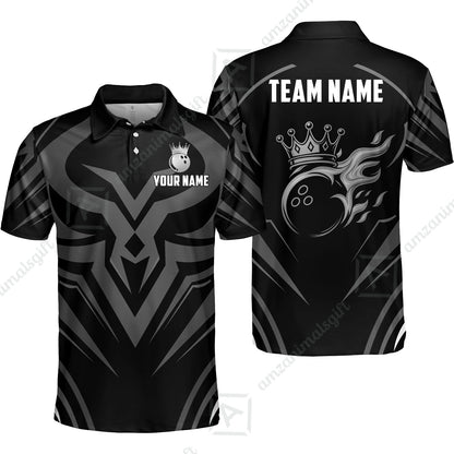 Custom Bowling Jersey Polo Shirt, Crowned Bowling Ball, Custom Bowling Jersey Team Shirt For Players With Name & Team Name
