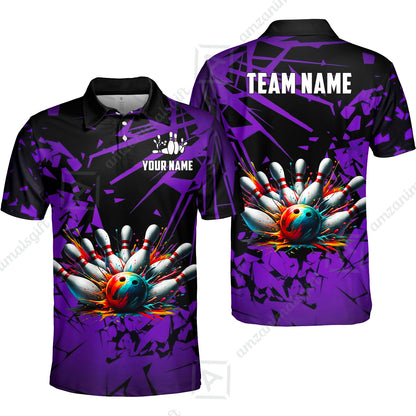 Custom Bowling Jersey Polo Shirt, Strike Explosion Bowling, Custom Bowling Jersey Team Shirt For Players With Name & Team Name