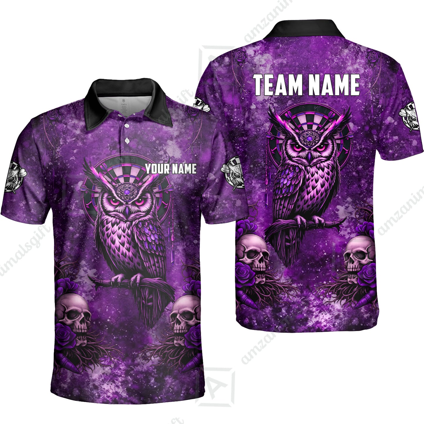 Custom Darts Team Jersey, Personalized Spooky Owl Jersey Shirt For Players With Name & Team Name