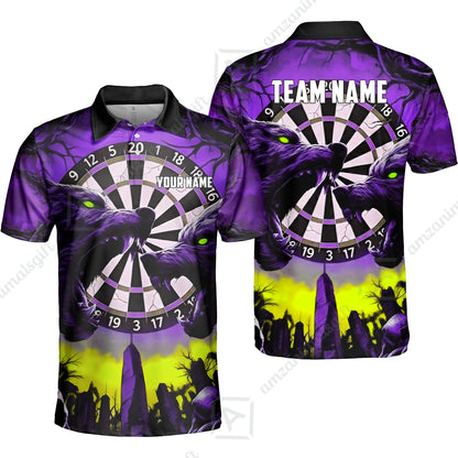 Custom Darts Team Jersey, Personalized Black Forest Wolves Dart Polo Shirt For Players With Name & Team Name