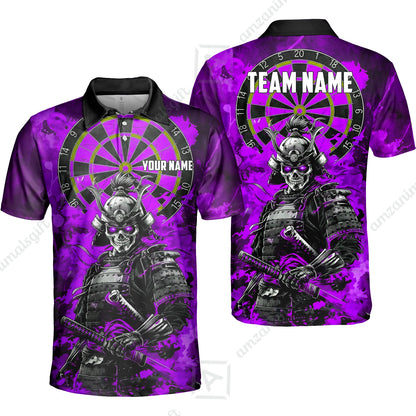 Custom Darts Team Jersey, Personalized Skull Samurai Dartboard Dart Polo Shirt For Players With Name & Team Name