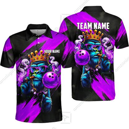 Custom Bowling Jersey Polo Shirt, Gorilla Boss King, Custom Bowling Jersey Team Shirt For Players With Name & Team Name