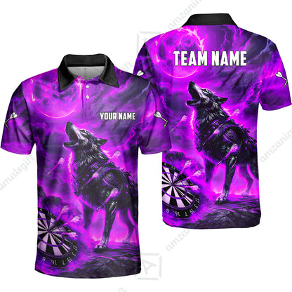 Custom Darts Team Jersey, Personalized Flaming Wolf Jersey Shirt For Players With Name & Team Name