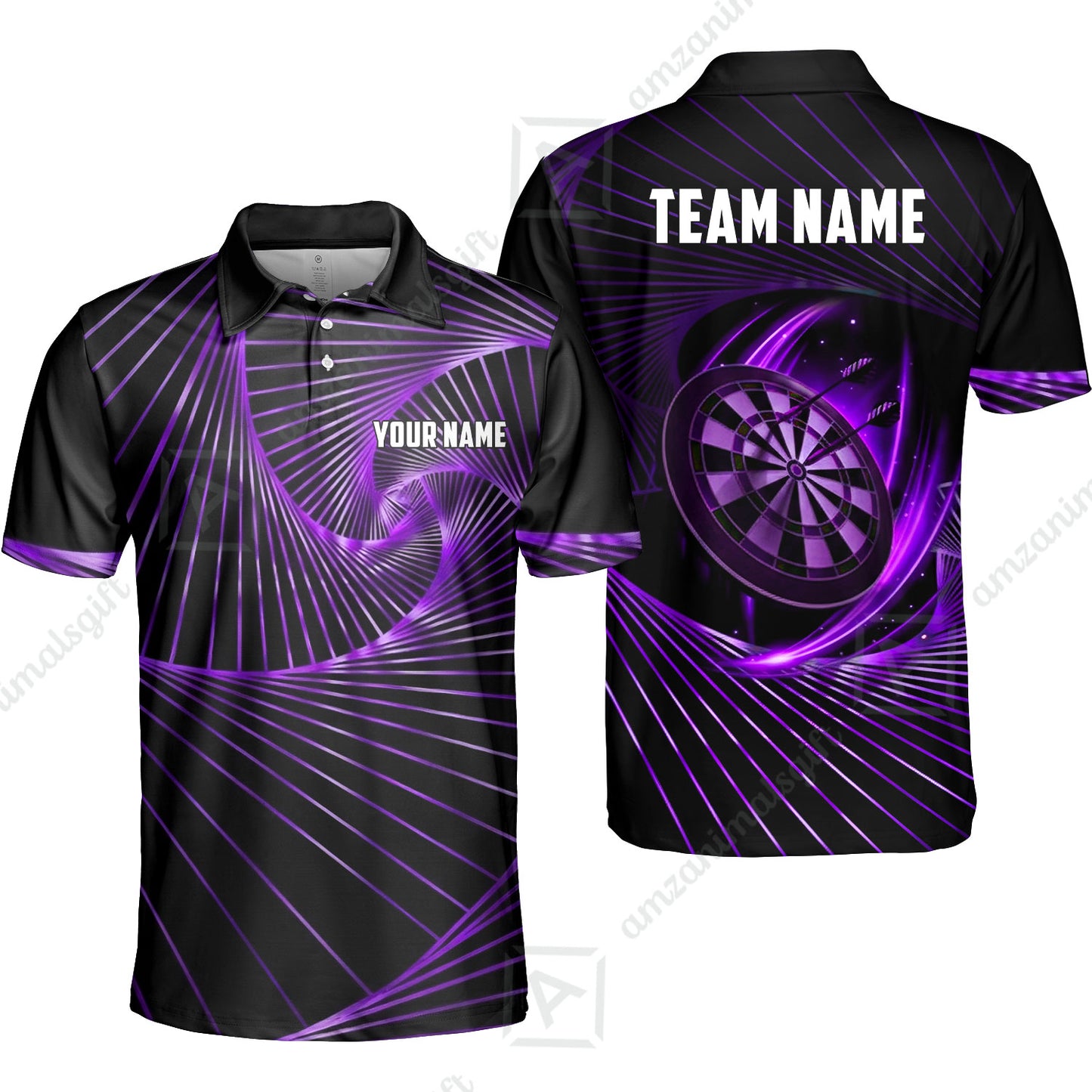 Custom Darts Team Jersey, Personalized Dark Flame Dart Polo Shirt For Players With Name & Team Name