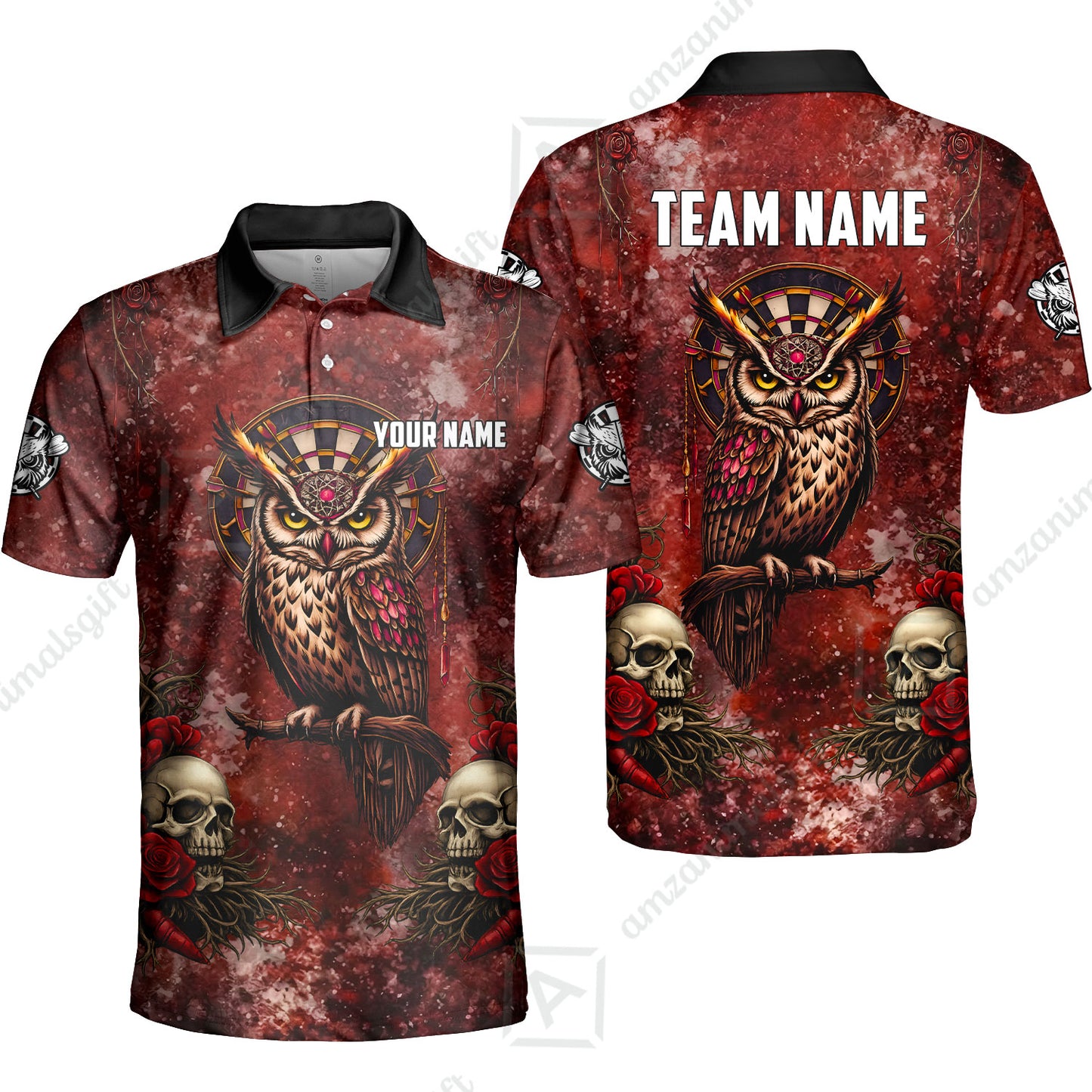 Custom Darts Team Jersey, Personalized Spooky Owl Jersey Shirt For Players With Name & Team Name
