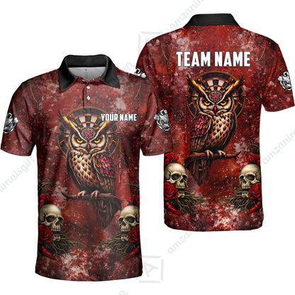 Custom Darts Team Jersey, Personalized Spooky Owl Jersey Shirt For Players With Name & Team Name