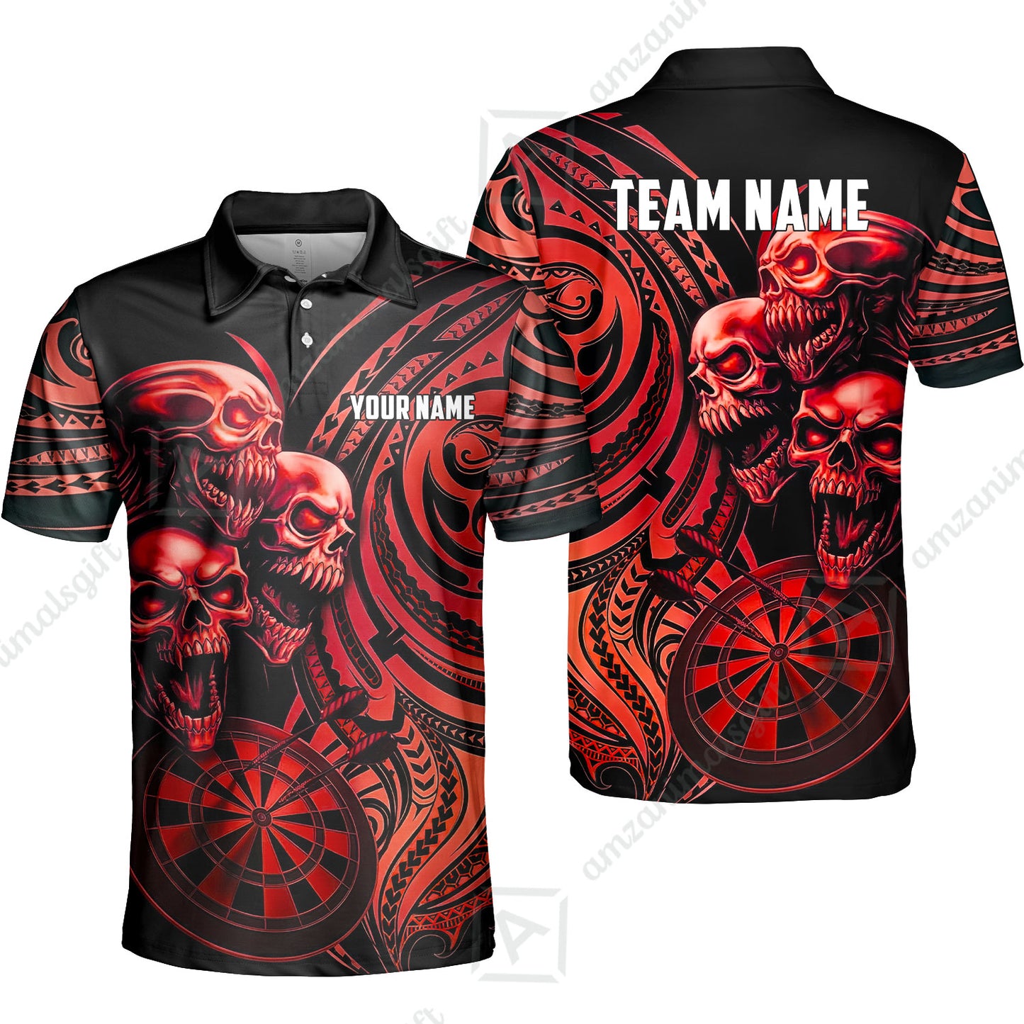 Custom Darts Team Jersey, Personalized Neon Skull Jersey Shirt For Players With Name & Team Name