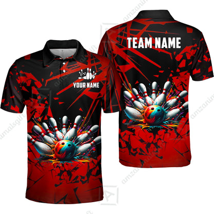 Custom Bowling Jersey Polo Shirt, Strike Explosion Bowling, Custom Bowling Jersey Team Shirt For Players With Name & Team Name