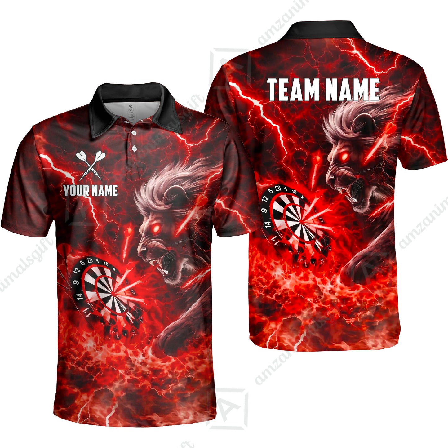 Custom Darts Team Jersey, Personalized Lightning Lion Jersey Shirt For Players With Name & Team Name
