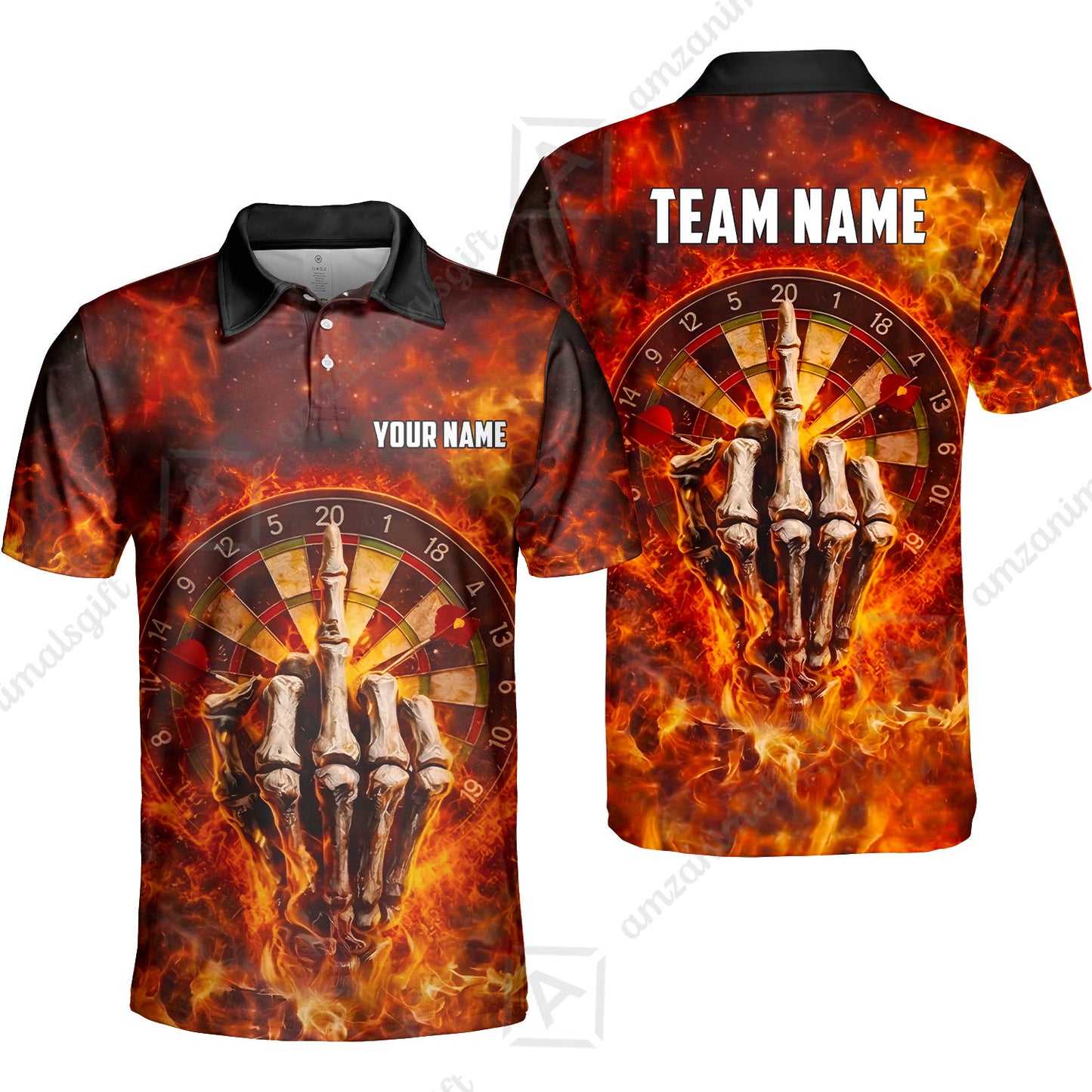 Custom Darts Team Jersey, Personalized Reaper Bullseye Dart Polo Shirt For Players With Name & Team Name