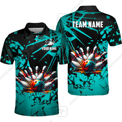 Custom Bowling Jersey Polo Shirt, Strike Explosion Bowling, Custom Bowling Jersey Team Shirt For Players With Name & Team Name