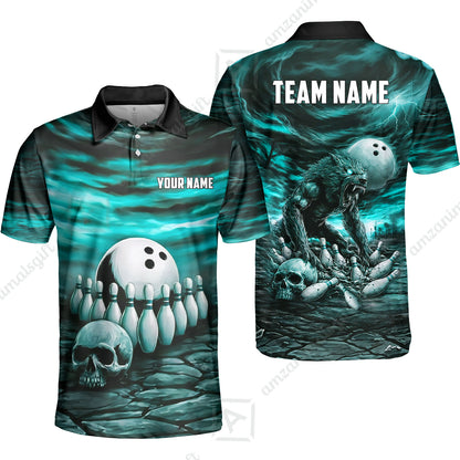 Custom Full Moon Werewolf Bowling Jersey Polo Shirt, Custom Full Moon Werewolf Bowling Jersey Team Shirt For Players With Name & Team Name