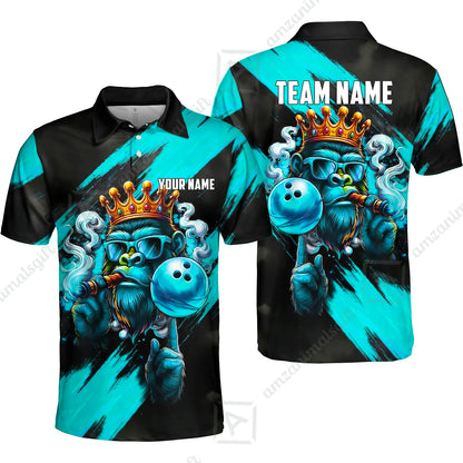Custom Bowling Jersey Polo Shirt, Gorilla Boss King, Custom Bowling Jersey Team Shirt For Players With Name & Team Name