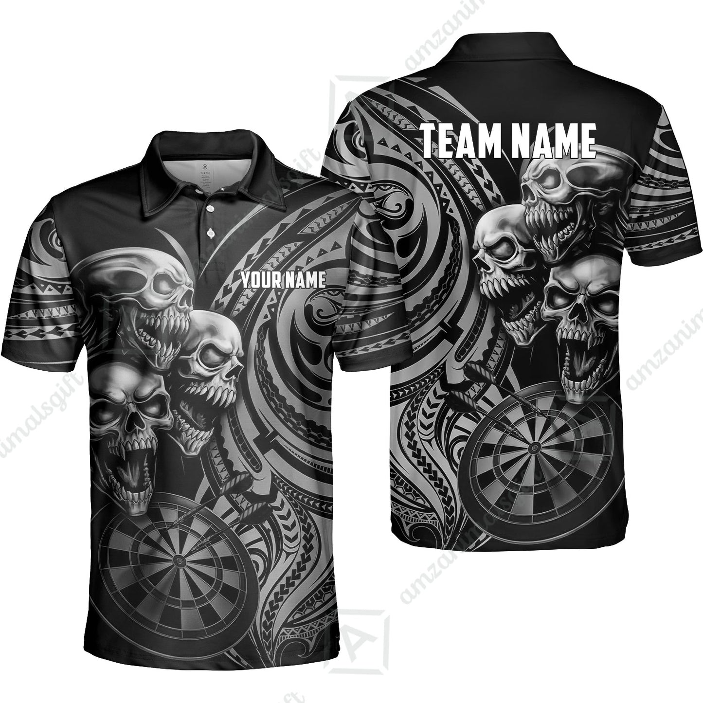 Custom Darts Team Jersey, Personalized Neon Skull Jersey Shirt For Players With Name & Team Name