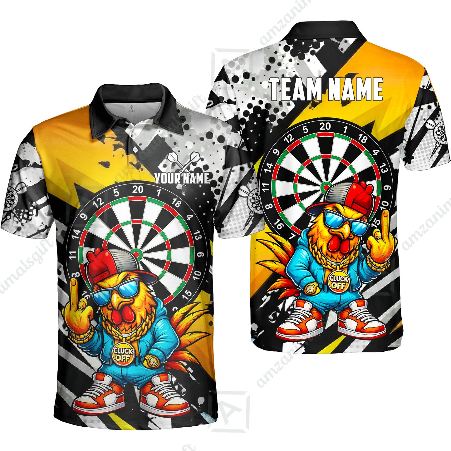Custom Darts Team Jersey, Personalized Street Rebel Rooster Darts Polo Shirt For Players With Name & Team Name