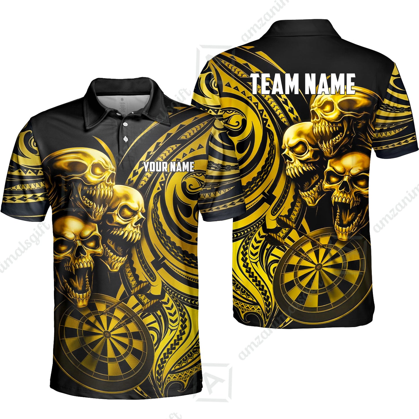 Custom Darts Team Jersey, Personalized Neon Skull Jersey Shirt For Players With Name & Team Name