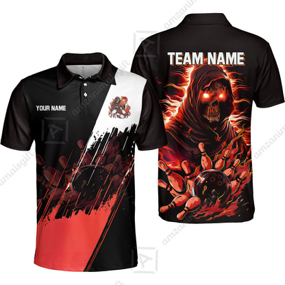 Custom Bowling Jersey Polo Shirt, Glow Reaper Bowling Custom Bowling Jersey Team Shirt For Players With Name & Team Name