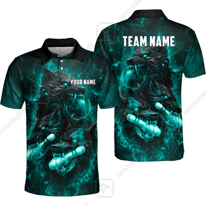 Custom Bowling Jersey Polo Shirt, Dark Fantasy Hellfire Werewolf, Custom Bowling Jersey Team Shirt For Players With Name & Team Name