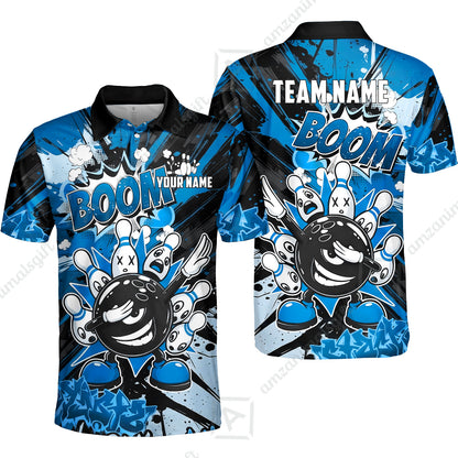 Custom Bowling Jersey Polo Shirt, Dabbing Cartoon Monster, Custom Bowling Jersey Team Shirt For Players With Name & Team Name