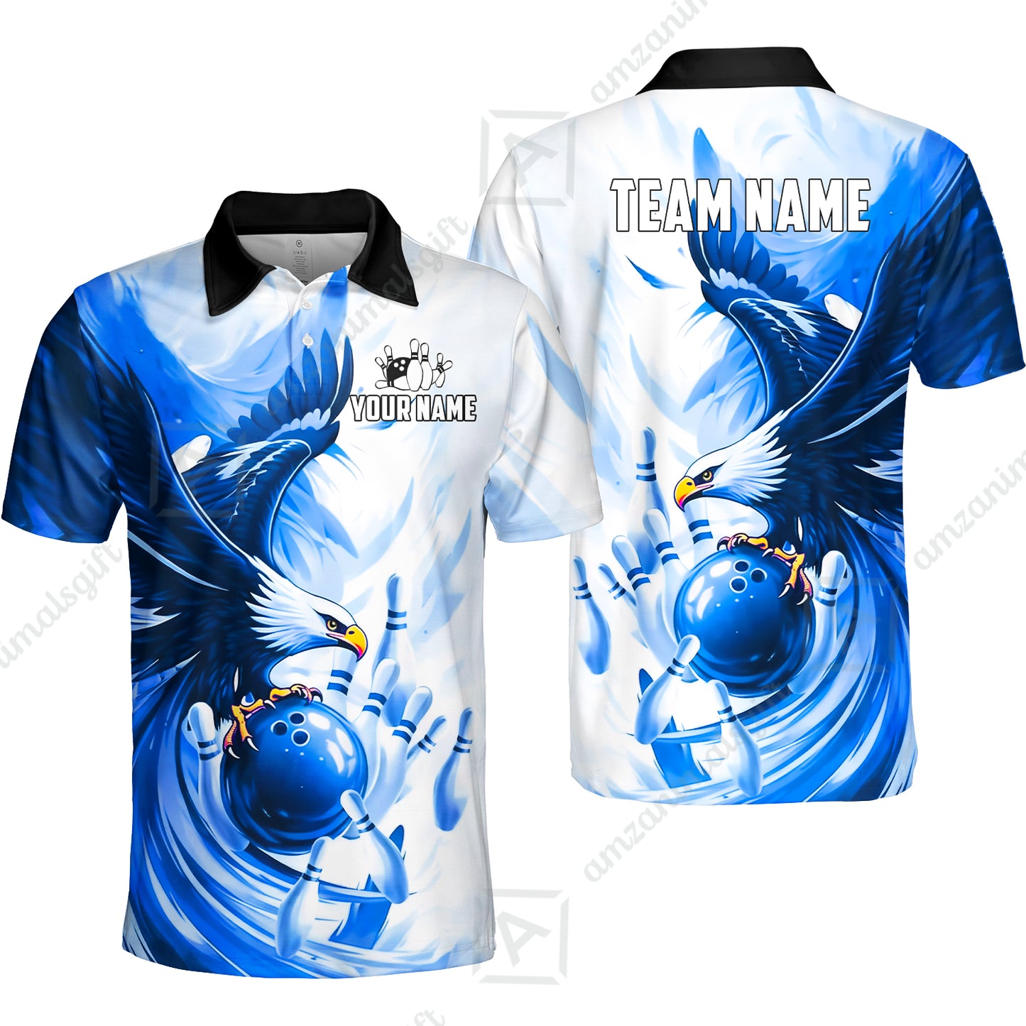 Custom Bowling Jersey Polo Shirt, Soaring Eagle, Custom Bowling Jersey Team Shirt For Players With Name & Team Name