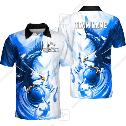 Custom Bowling Jersey Polo Shirt, Soaring Eagle, Custom Bowling Jersey Team Shirt For Players With Name & Team Name