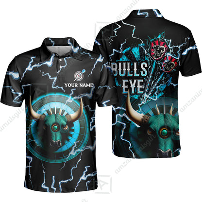 Customized Darts Polo Shirt, Bullseye Dartboard, Personalized Name Darts And Bull Polo Shirt For Men  - Perfect Gift For Darts Lovers, Darts Players