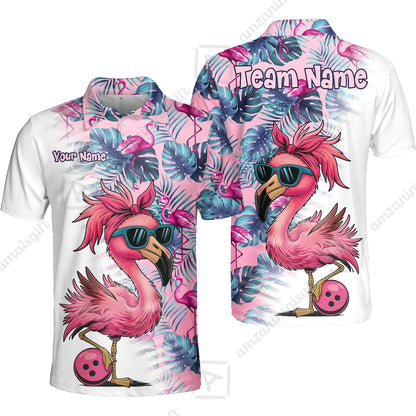 Custom Bowling Jersey Polo Shirt, Tropical Palm Leaves Bowling, Custom Bowling Jersey Team Shirt For Players With Name & Team Name