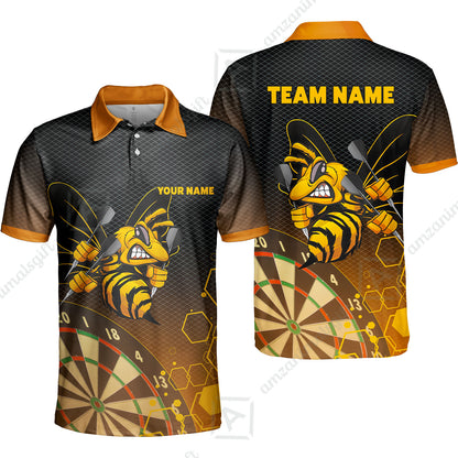 Personalized Darts Men Polo Shirt, Darts And Bee Customized Polo Shirt, Perfect Outfits For Darts Players, Darts Team
