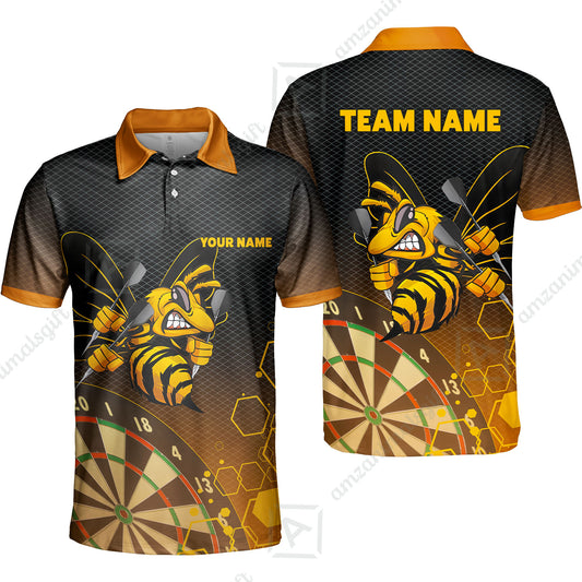Personalized Darts Men Polo Shirt, Darts And Bee Customized Polo Shirt, Perfect Outfits For Darts Players, Darts Team