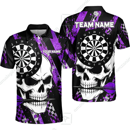 Custom Darts Jersey Polo Shirt, Skull Bites Dart, Custom Dart Jersey Team Shirt For Players With Name & Team Name
