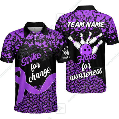 Custom Bowling Jersey Uniform Shirt, Bowling Strike For Change Team Shirt For Players With Name & Team Name