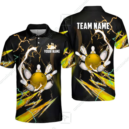 Custom Bowling Jersey Polo Shirt, Electric Strike & Neon Plasma, Custom Bowling Jersey Team Shirt For Players With Name & Team Name