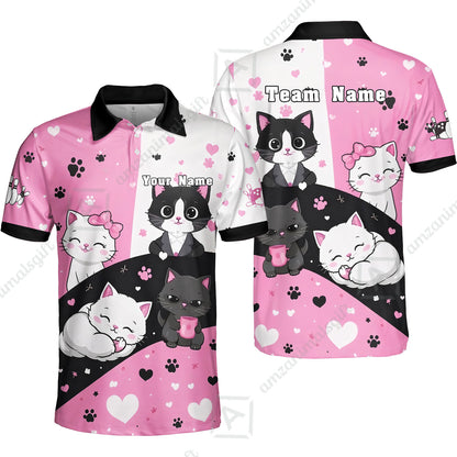 Custom Bowling Jersey Polo Shirt,  Meow Moments, Custom Bowling Jersey Team Shirt For Players With Name and Team Name