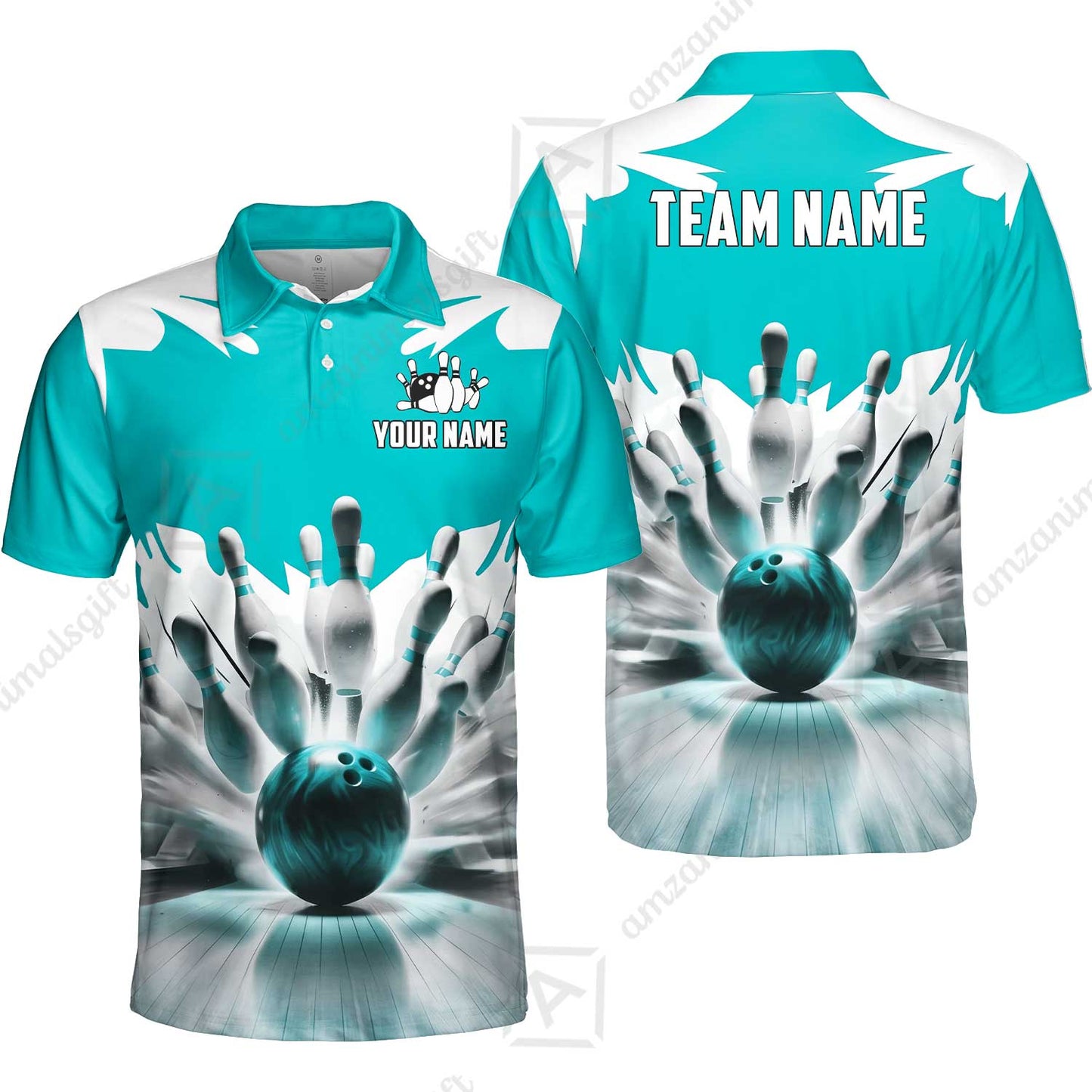 Custom Bowling Jersey Polo Shirt, Electric Marble Strike, Custom Bowling Jersey Team Shirt For Players With Name and Team Name