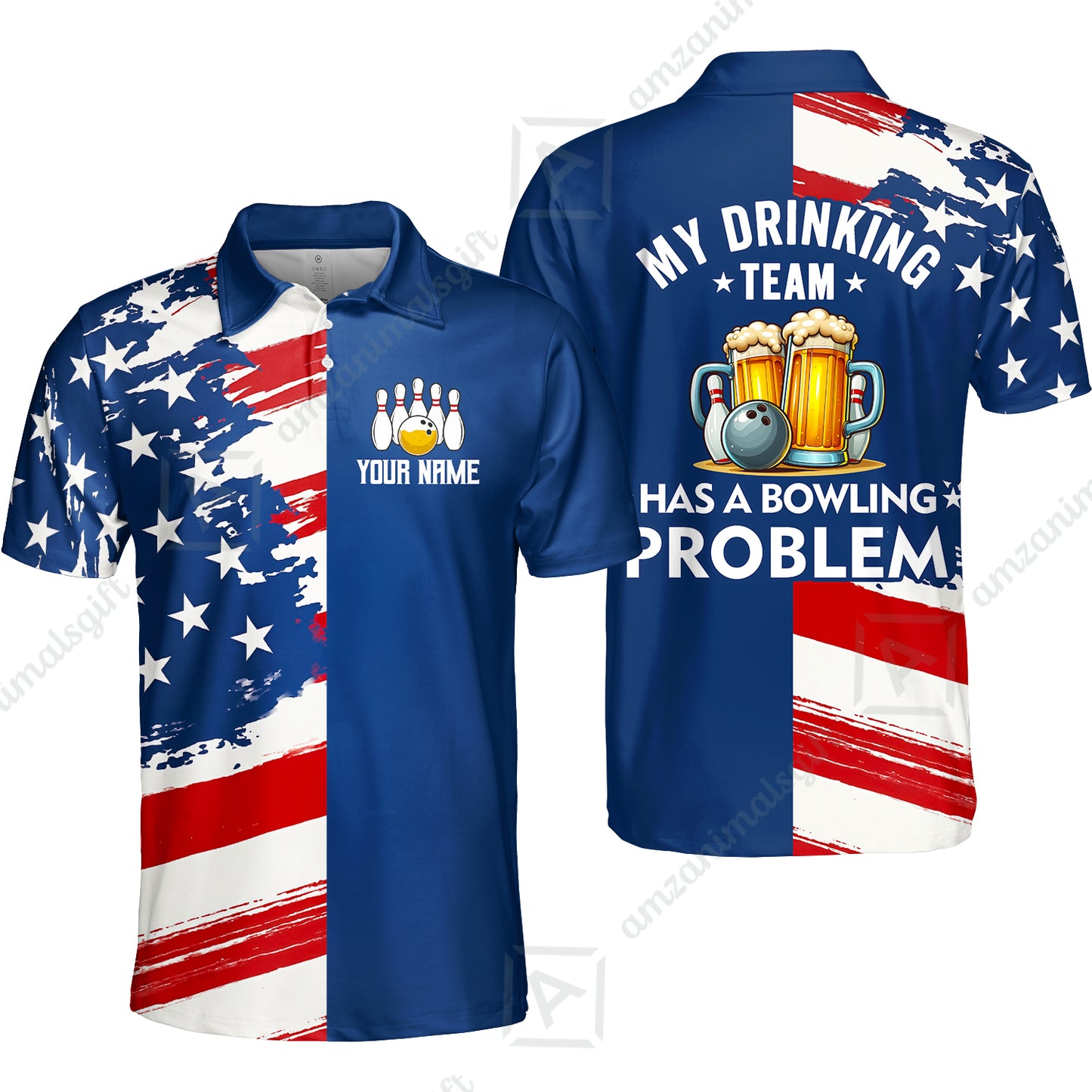 Custom Bowling Jersey Polo Shirt, Funny Drinking Team Bowling Problem, Custom Bowling Jersey Team Shirt For Players With Name and Team Name