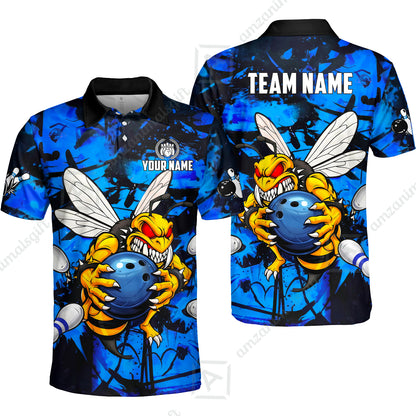 Custom Bowling Jersey Polo Shirt, The Wild Wasp Strike, Custom Bowling Jersey Team Shirt For Players With Name & Team Name