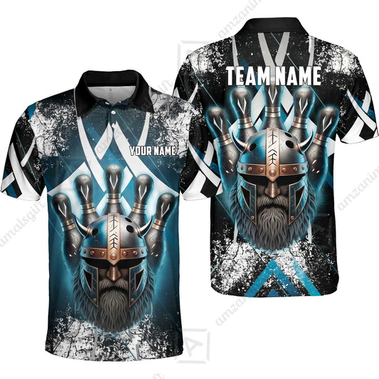 Custom Bowling Jersey Polo Shirt, Norse Warrior Bowling, Custom Bowling Jersey Team Shirt For Players With Name and Team Name