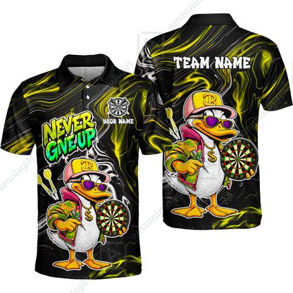 Customized Darts Team Jersey, Duck Never Give Up, Personalized Darts Name And Team Name