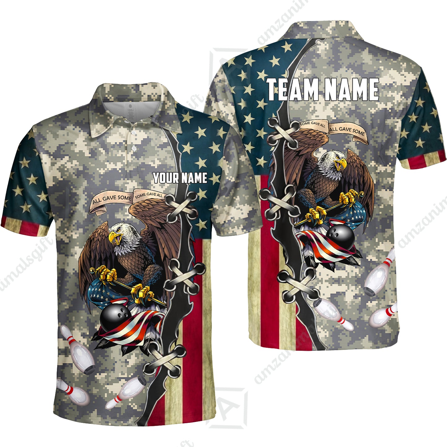Custom Bowling Jersey Polo Shirt, All Gave Some Bowling, Personalized Name & Team Name