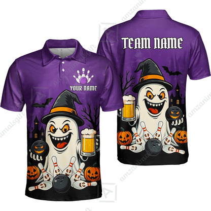 Custom Bowling Jersey Polo Shirt, Bowling Halloween Witch, Custom Bowling Jersey Team Shirt For Players With Name & Team Name