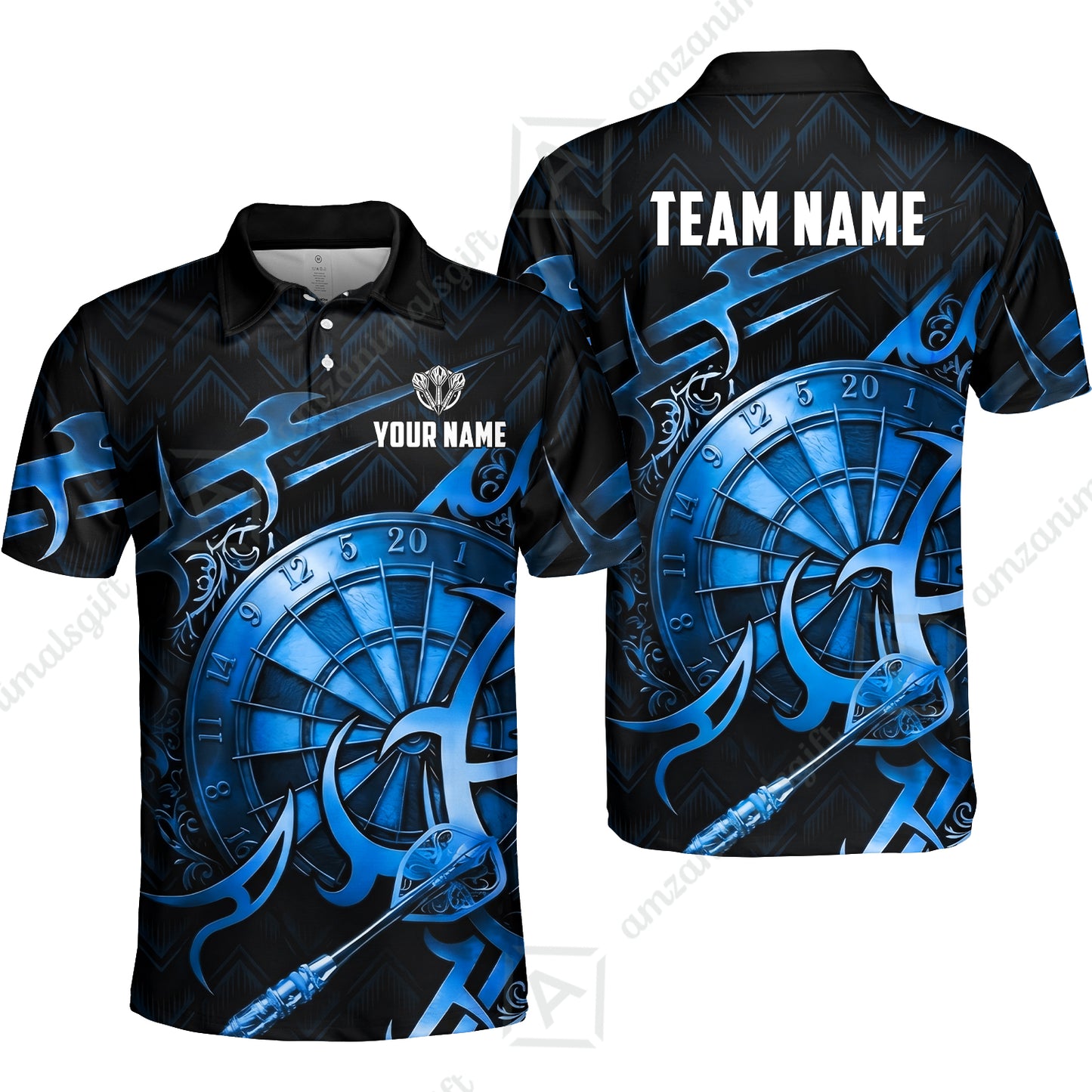Custom Darts Jersey Polo Shirt, Tribal Darts & Mechanical Inferno, Custom Dart Jersey Team Shirt For Players With Name & Team Name