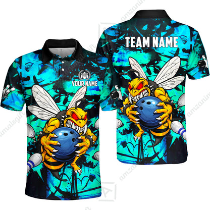 Custom Bowling Jersey Polo Shirt, The Wild Wasp Strike, Custom Bowling Jersey Team Shirt For Players With Name & Team Name