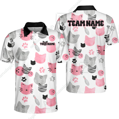 Customized Cat Bowling Watercolor Bowling Jersey, Custom Name And Team Name For Bowlers