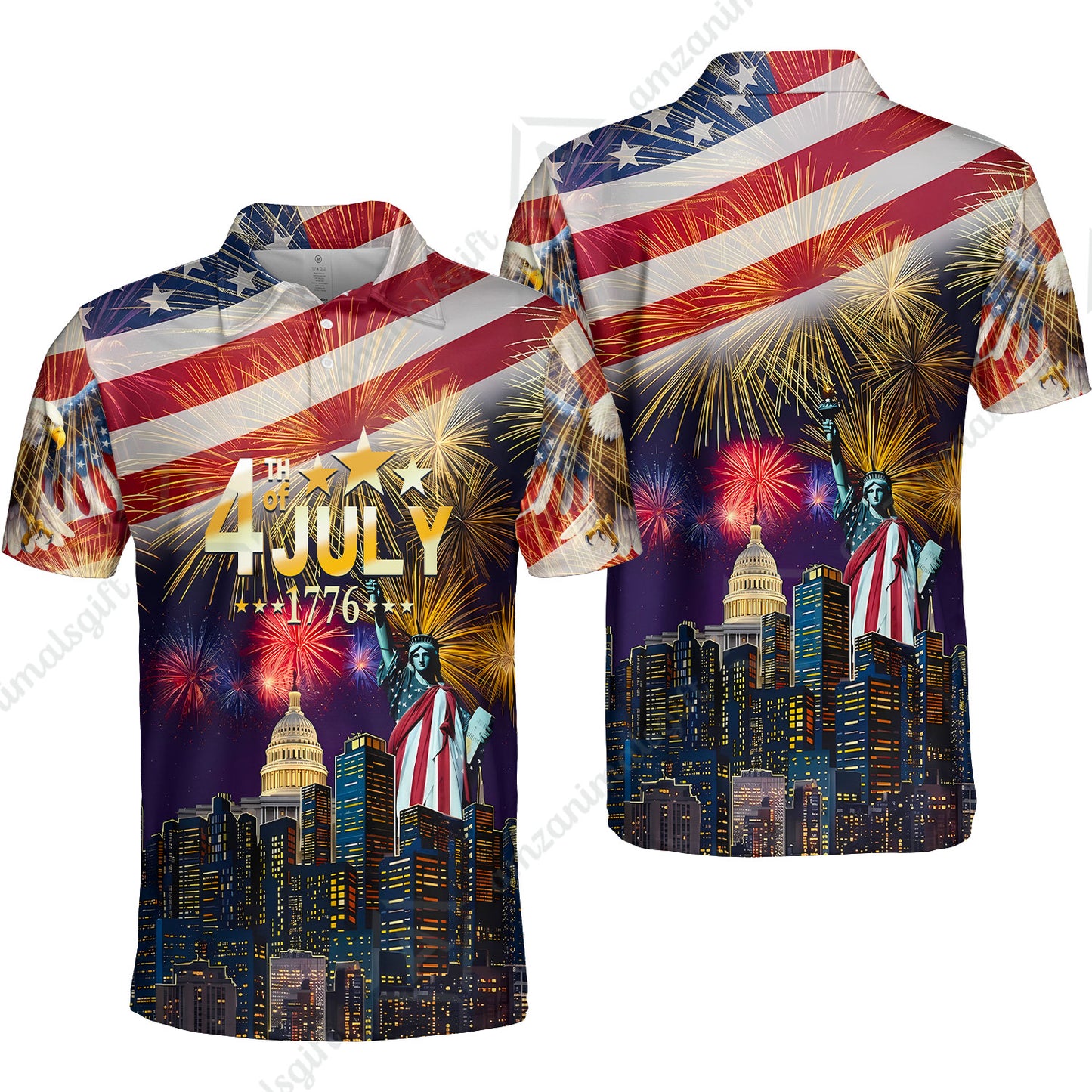 Custom Bowling Jersey Polo Shirt, Independence Day Celebration 1776 Bowling, Custom Bowling Jersey Team Shirt For Players With Name and Team Name