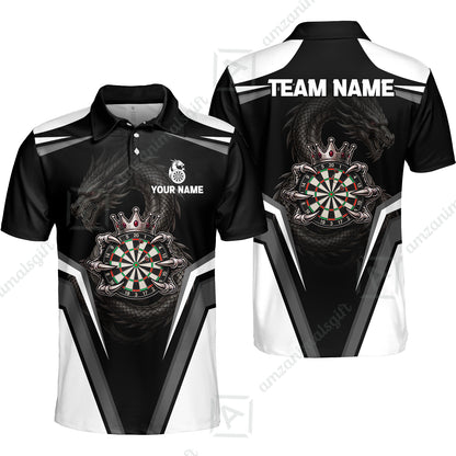 Custom Gothic Dark Dragon Royal Darts Jersey Polo Shirt, Custom Gothic Dark Dragon Royal Dart Jersey Team Shirt For Players With Name and Team Name