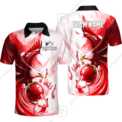 Custom Bowling Jersey Polo Shirt, Soaring Eagle, Custom Bowling Jersey Team Shirt For Players With Name & Team Name