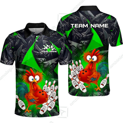 Custom Bowling Jersey Polo Shirt, Crazy Chicken Bowling Custom Bowling Jersey Team Shirt For Players With Name & Team Name