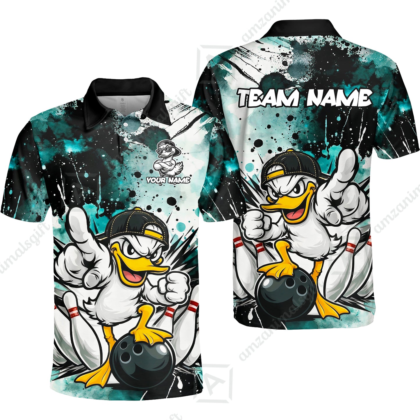 Custom Bowling Jersey Polo Shirt, Cool Duck Bowling, Custom Bowling Jersey Team Shirt For Players With Name & Team Name