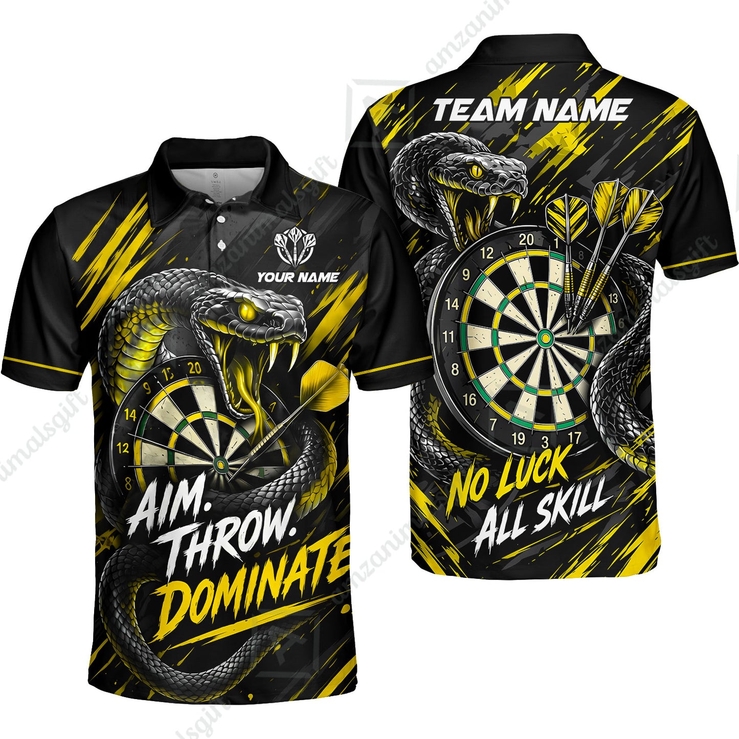 Customized Darts Team Jersey, Personalized Snake Darts Abstract Background Polo Shirt For Players With Name & Team Name