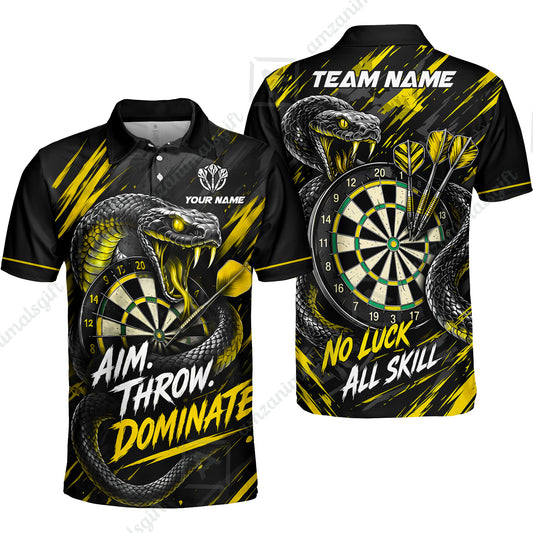 Customized Darts Team Jersey, Personalized Snake Darts Abstract Background Polo Shirt For Players With Name & Team Name